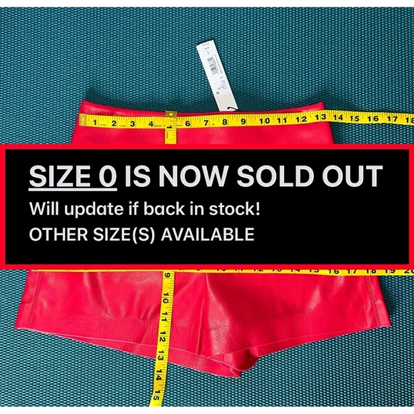 Alice + Olivia Donald Red Vegan Leather Wide Waistband Shorts - Picture 8 of 16